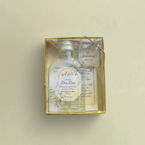 An elegant, opened Zam Zam Box showing its contents as a sacred Islamic gift