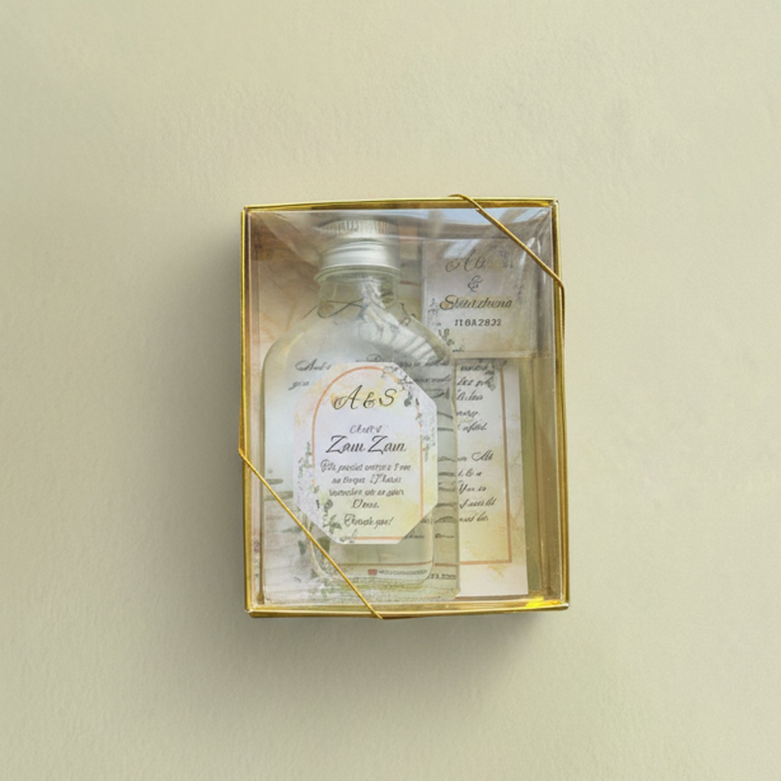 An elegant, opened Zam Zam Box showing its contents as a sacred Islamic gift