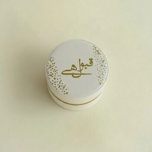 An elegant and meaningful Qabool Hai Box by Favour Selebrations, filled with sweets for a nikkah ceremony.